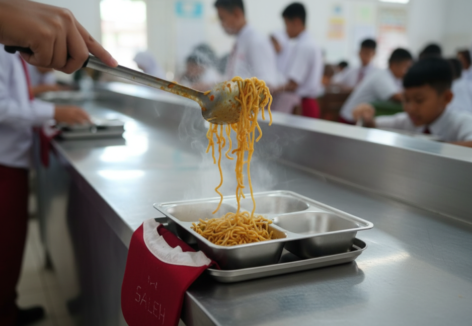 Nampan Makan Siang Stainless Steel Sekat Tray Makanan Kantin Dinamis Aksi Penyajian Kantin Sedang e1764152004323